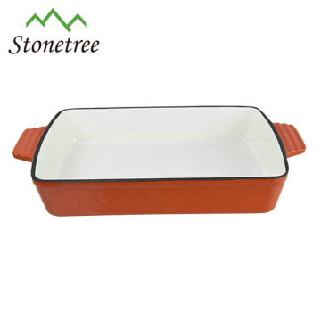 33x23cm Large Ovenproof Enamel Cast iron Baking Dish/Pan/Tray for Oven